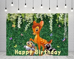Green Leaves Deer Backdrop Birthday Party Supplies Bambi Photo Backgrounds