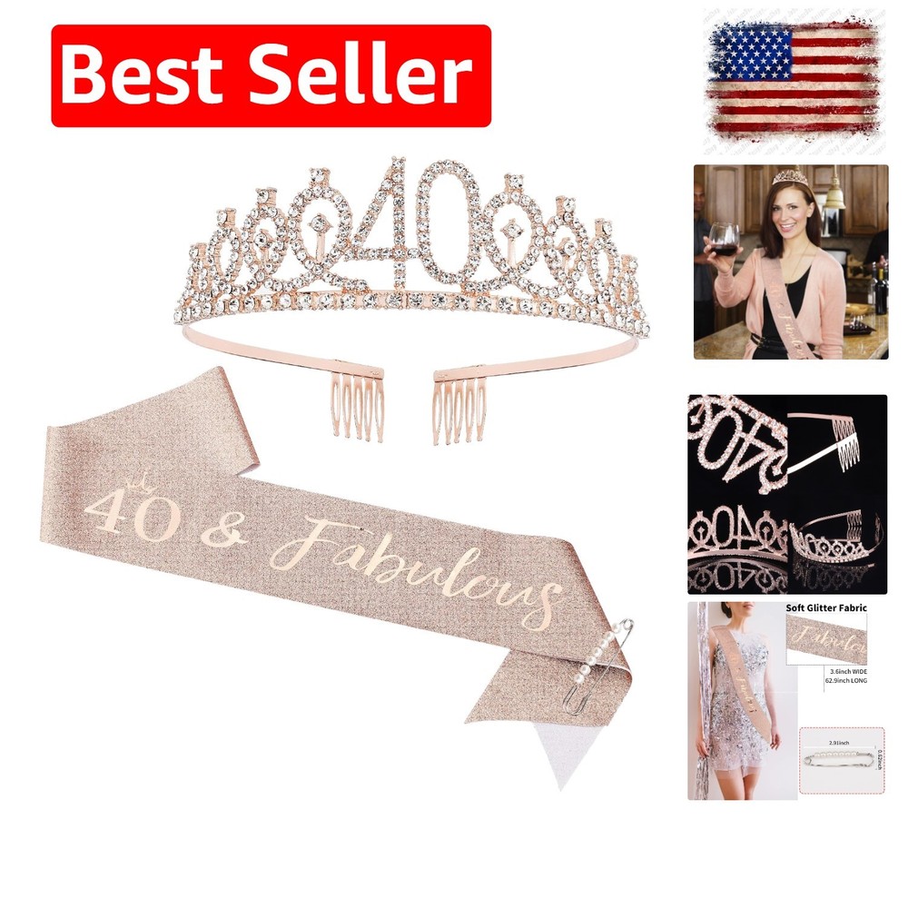 Elegant 40th Birthday Sash & Tiara Set – Perfect Pearl Pin Accessories for Women
