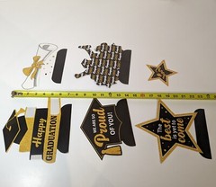2024 Graduation Decorations Set of 26 Pieces, White, Gold and Black Party Decor