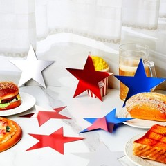 Lightweight 80 Star Cutouts – Red, Blue, Silver for Festive Decor & Crafts