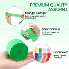 72 Rolls Rainbow Crepe Paper Streamers 8 Colors Birthday Party Supplies DIY
