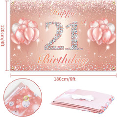 Happy 21St Birthday Banner Backdrop – 21 Birthday Party Decorations Supplies for