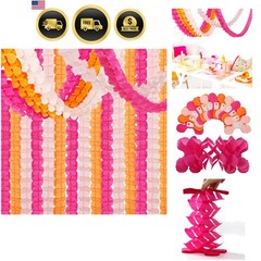 Hot-Pink Burnt-Orange Fall Party-Decorations – 12pcs Streamers-Garland Birthd…