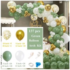 Light olive green blue Beige Metallic Gold Balloon arch kit for party decoration