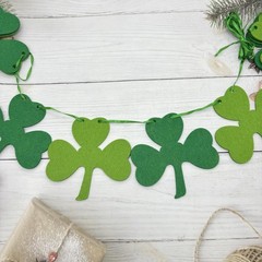 Felt Shamrock Garland Banner St. Patrick’s Day Decorations for Home & Party