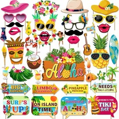 Luau Party Decorations Photo Booth Props Kit Hawaiian Themed Supplies 42 PCS