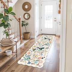 Hallway 2×5 Washable Runner Rug: Stain 2′ x 5′ (Rectangular), Cream/Floral