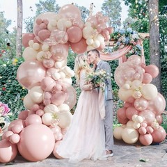 Dusty Pink Balloon Arch Kit,Double Pearl White Balloon Garland Kit for Weddin…
