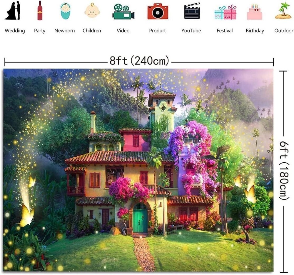 Magic Movie Backdrop Magical Floral House Butterfly Background for Kids Family
