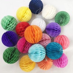 20 PCS 3 Inch Multi-Color Honeycomb Decoration Paper Flower Ball Pom Pom
