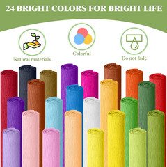 24 Pack Crepe Paper Rolls 8.2Ft X 16 Inch Colourful Crepe Paper Streamers with F