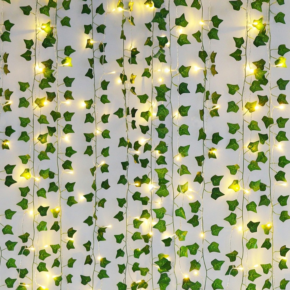 Freyalife Fake Vines 24Pack Vines-160LED, Ivy String Lights-usb Battery Box