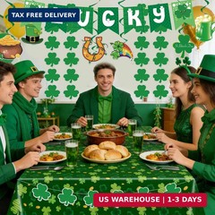 31Pcs St Patricks Day Decorations Pre-Assembled Shamrock Lucky Banner Garlands &