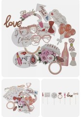 23PCS Photo Booth Props Wedding Pink Team Bride To Be Hen Party Birthday BiG Pak