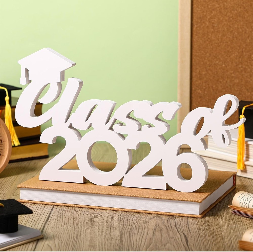 Class of 2026 Sign (White) Graduation Party Decorations Grad Photo Booth Prop