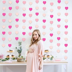 52Ft Pink Hearts Garland Bunting Banner Hanging Paper Streamer for Baby Showe…