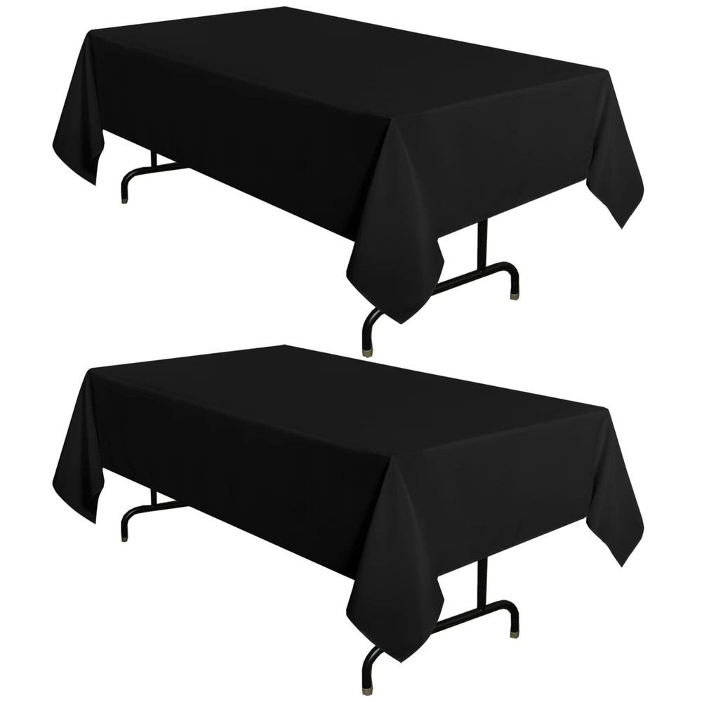 sancua 2 Pack Black Tablecloth 60 x 102 Inch, Rectangle 6 Feet Table Cloth – …