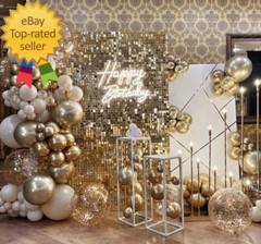 Square Light Gold Sequin Wall Panels Shimmer Wall Birthday Party Backdrop