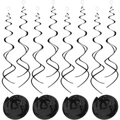 30 PCS Black Hanging Swirls Party Decorations Streamers Ceiling Wedding Decor