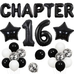 Chapter 16 16th Birthday Decoration Black White Balloon Banner Number 16 Ball…