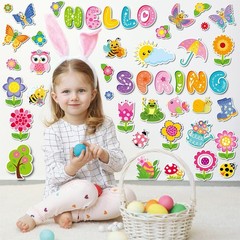 70 PCS Hello Spring Bulletin Board Decorations Flowers Butterflies Cutouts