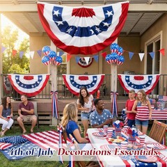 Vibrant Red, White & Blue American Flag Bunting for Outdoor Celebrations