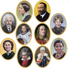 5 School Historical Library History Figures 10 facesHanging Twirling Decorations