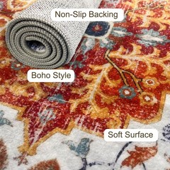 Door Mat Indoor Entrance 2×3 Rug Machine Washable Boho Floral Small Area Rug …
