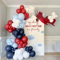 Airplane Balloon Garland Arch Kit 147pcs Navy Blue Red and Blue white Balloon…