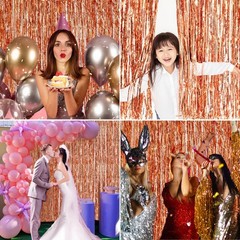 Rose Gold Birthday Party Decorations Foil 3.28 feet x 6.56 feet,