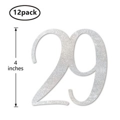 Silver Glitter 29 CutOut Numbers 29th Birthday Anniversary Party Decor
