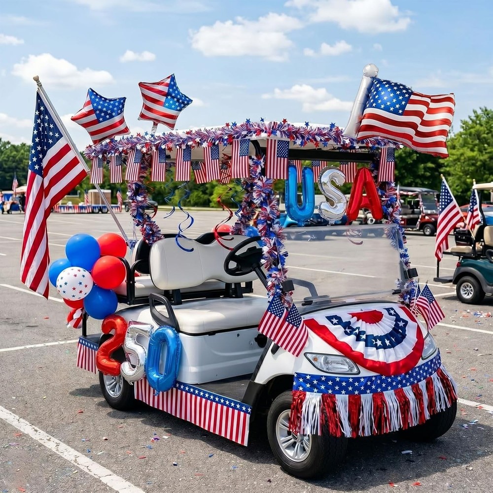 4th of July Golf Cart Decorations Kit, 250th Anniversary USA Patriotic Parade