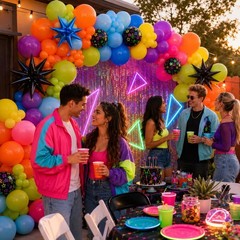 Neon Balloon Arch Kit, 122Pcs Bright Orange Green Blue Hot Pink Yellow Purple…