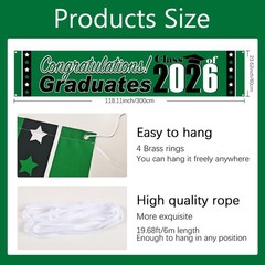2026 Graduation Decorations Green and Black Graduation Banner Large Congratulati