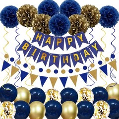 Navy Blue & Gold Happy Birthday Party Balloon kit for men, women, boys & girls