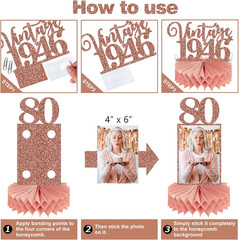 8Pcs 80Th Birthday Decorations Honeycomb Centerpieces for Womens, Pink Rose Gold