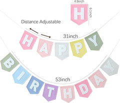 Happy Birthday Banner Felt Pastel Birthday Decorations Sign Pastel Rainbow Party