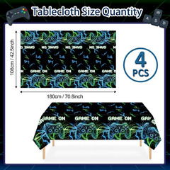 4 Pcs Video Game Table Cloth Video Game Birthday Decorations Gaming Birthday Par
