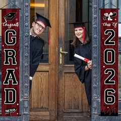 Graduation Banner 2026 Graduation Decorations Maroon and Black Grad Banner Po…