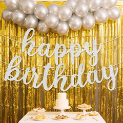 Glitter Happy Birthday Banner Sign Wall Door Banners for Women Men Boys Girls Bi