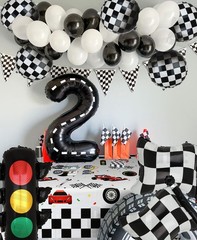 Checkered Balloons Traffic Light Balloon Chequered Flag Balloon Black and Whi…