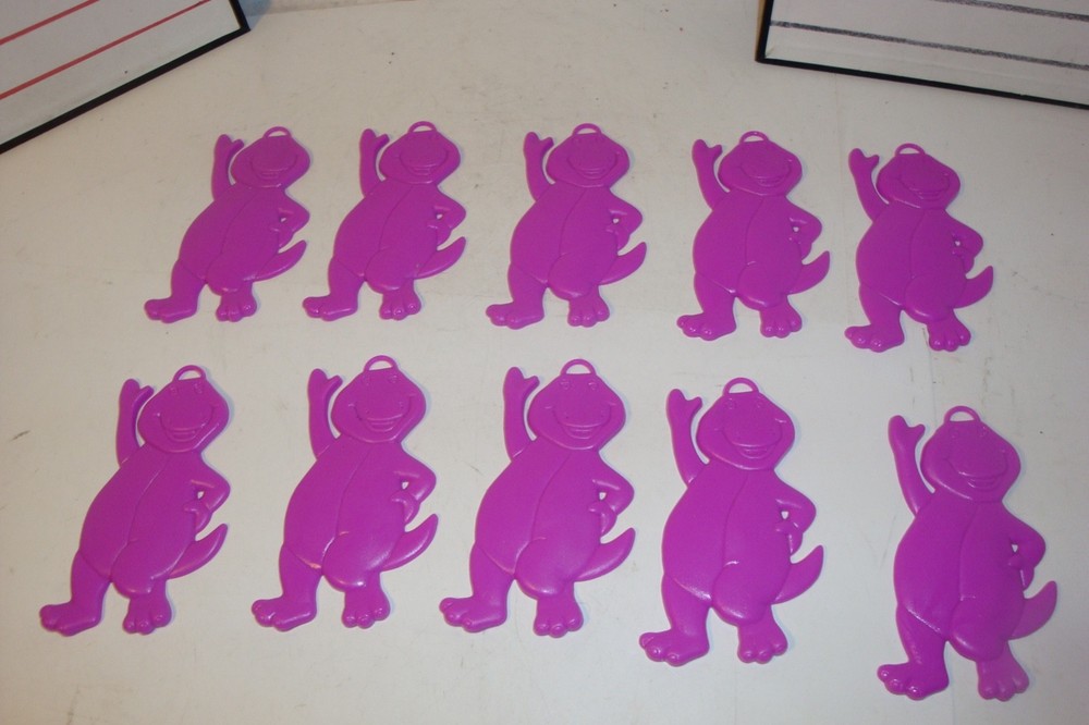 1993 Barney the purple Dinosaur plastic ballon weight lot of 10 new NOS