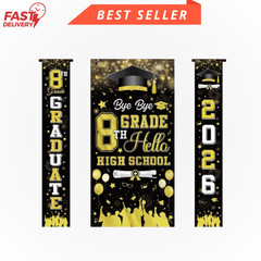 8Th Grade Graduation Decorations 2026, 4Pcs Bye Bye 8Th Grade Hello High School