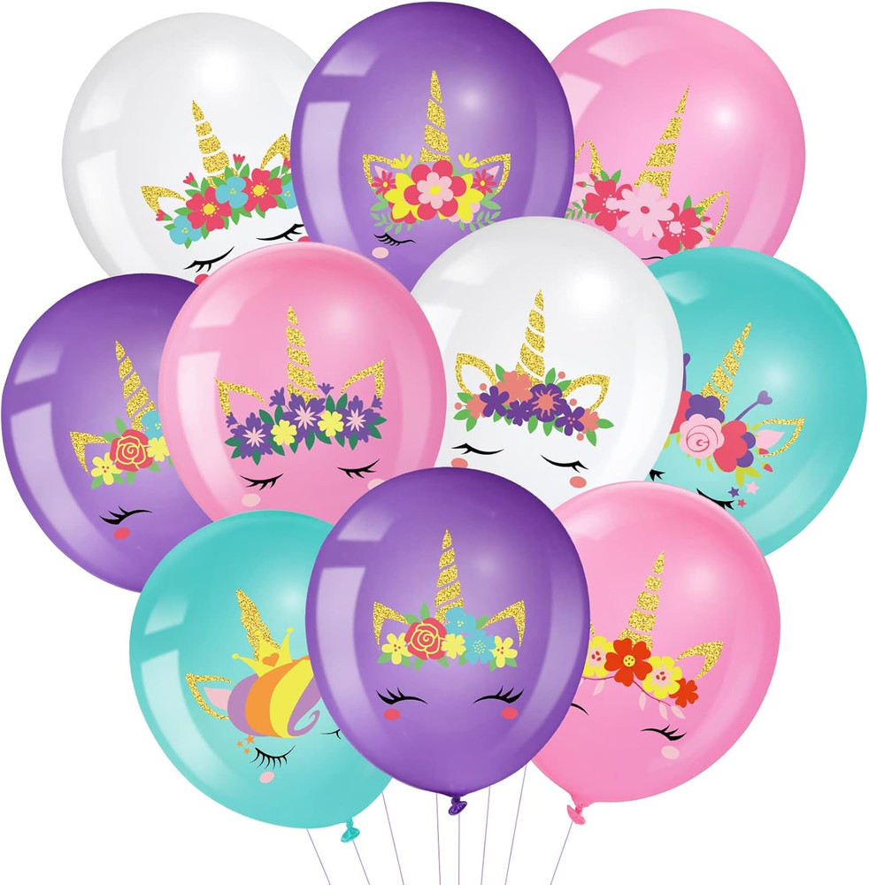 45 Pcs Unicorn Birthday Party Pink and White Balloons Supplies Set USA