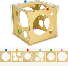14 Holes Balloon Sizer Box Cube, Yellow Plastic Balloon Measurement Box, Coll…