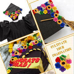 30 Pcs DIY Graduation Cap Decorations Kit Included 3D Butterfly Faux Assorted Fl