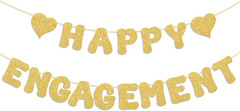Adecortallk Glitter Happy Engagement Banner Engagement Party Decorations