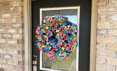 Birthday Balloon Party Front Door Deco Mesh Wreath Festive Bright Cheerful