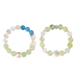 Natural Prehnite Aquamarine Beaded Bracelet with Shell White Howlite for Women