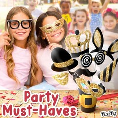 Elegant Black & Gold Birthday Photo Booth Props – Perfect for Stunning Memories
